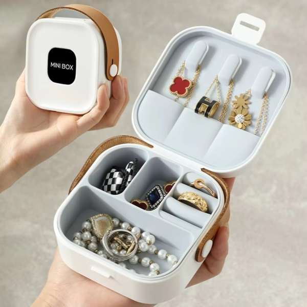 Travel Jewelry Organizer | Portable Storage Box with Mirror – Compact Ring, Earring & Necklace Case